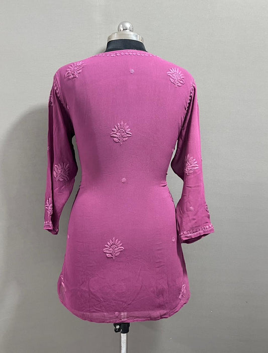 Gul-e-Naz — Mulberry Viscose Short Kurta with Chikankari