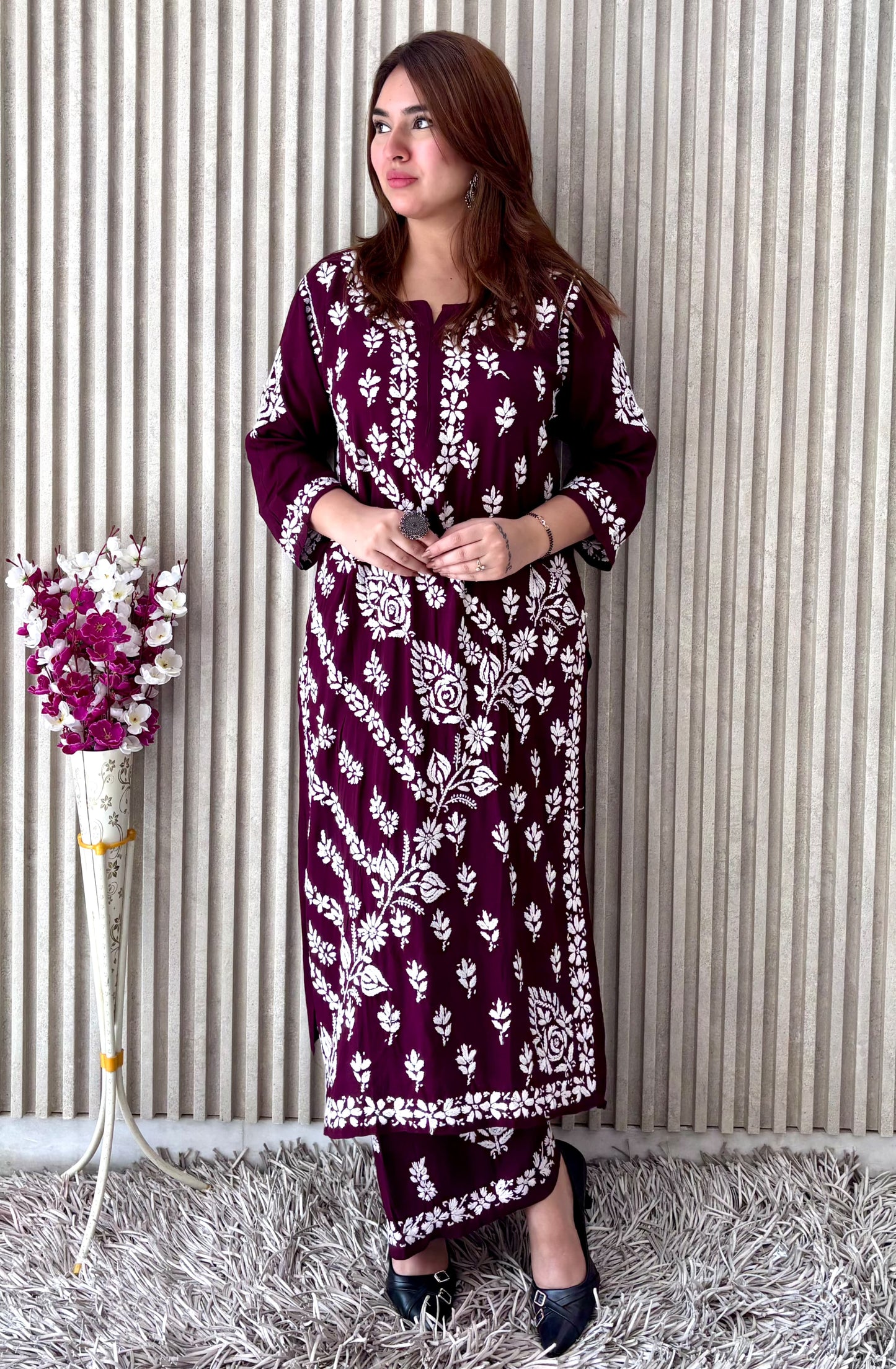 Shahpur Rang-e-Nazaqat — Purple Modal Plazo Set with Heavy Embroidery