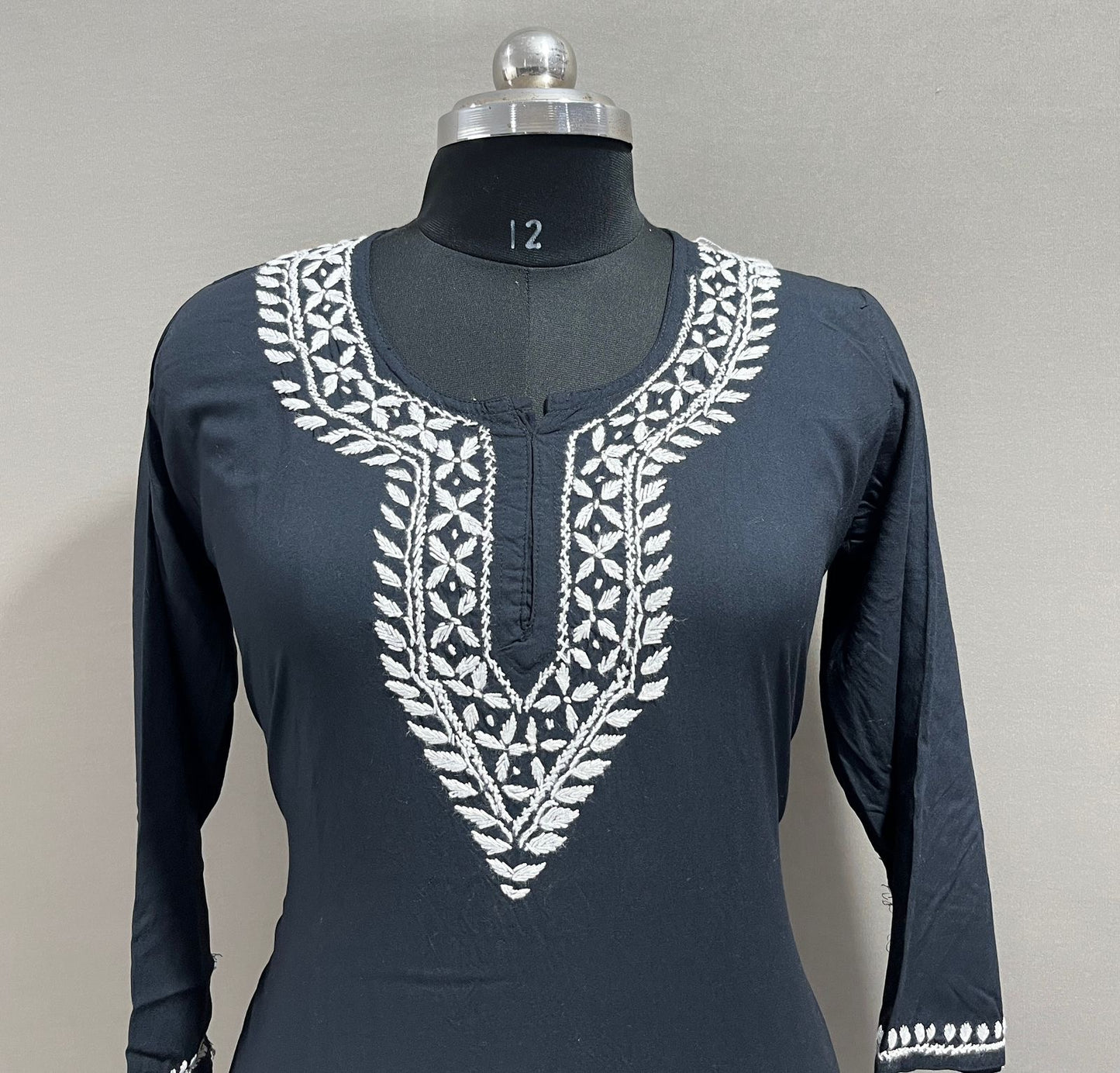 Shyaam-e-Hunar — Black Rayon Kurta with Ghas Patti