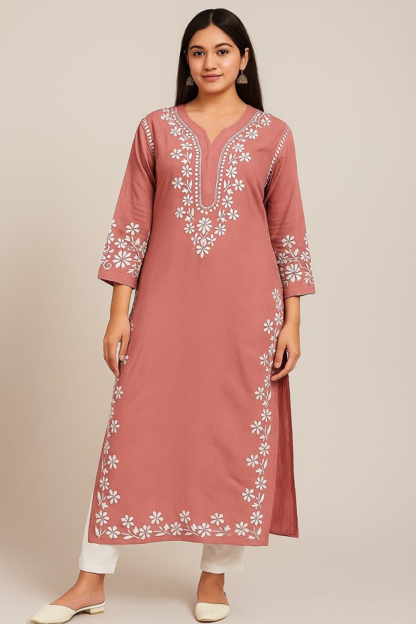 Noor-e-Darya — Peach Rayon Kurti with Grace