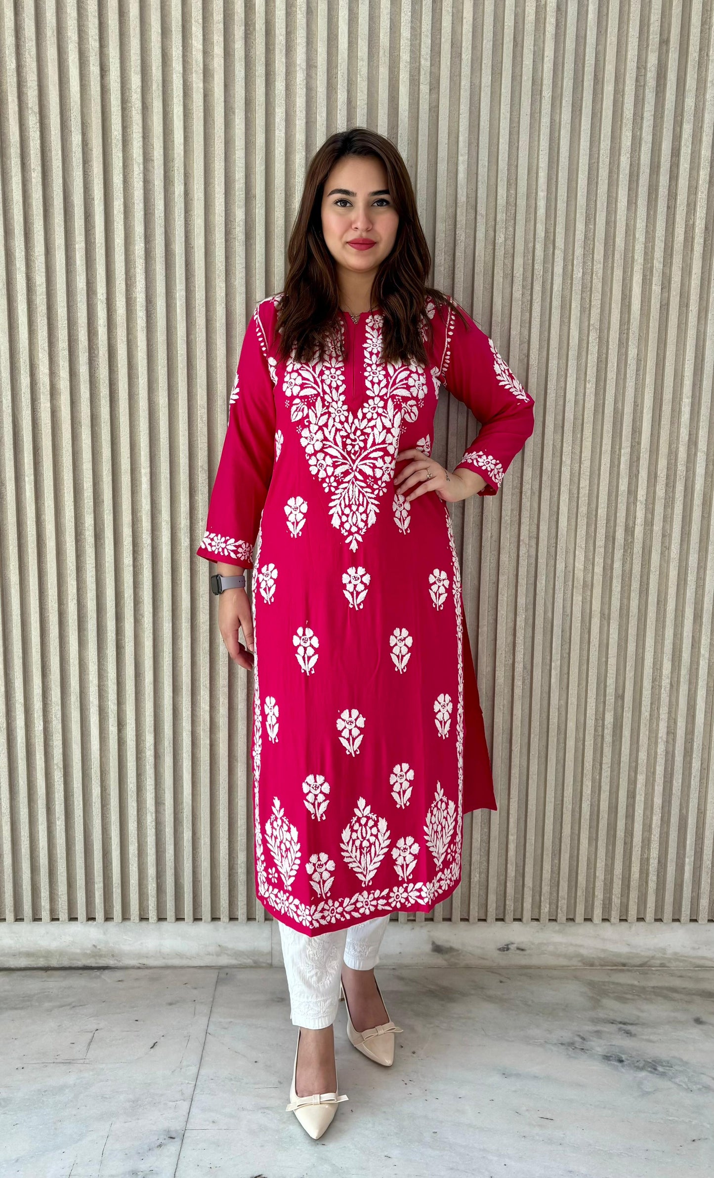 Gul-e-Riyasat — Royal Pink 3D Chikankari Kurti