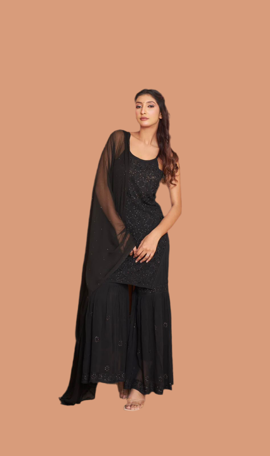 Shahzadi-e-Shab — Regal Black Chikankari & Mukaish Set