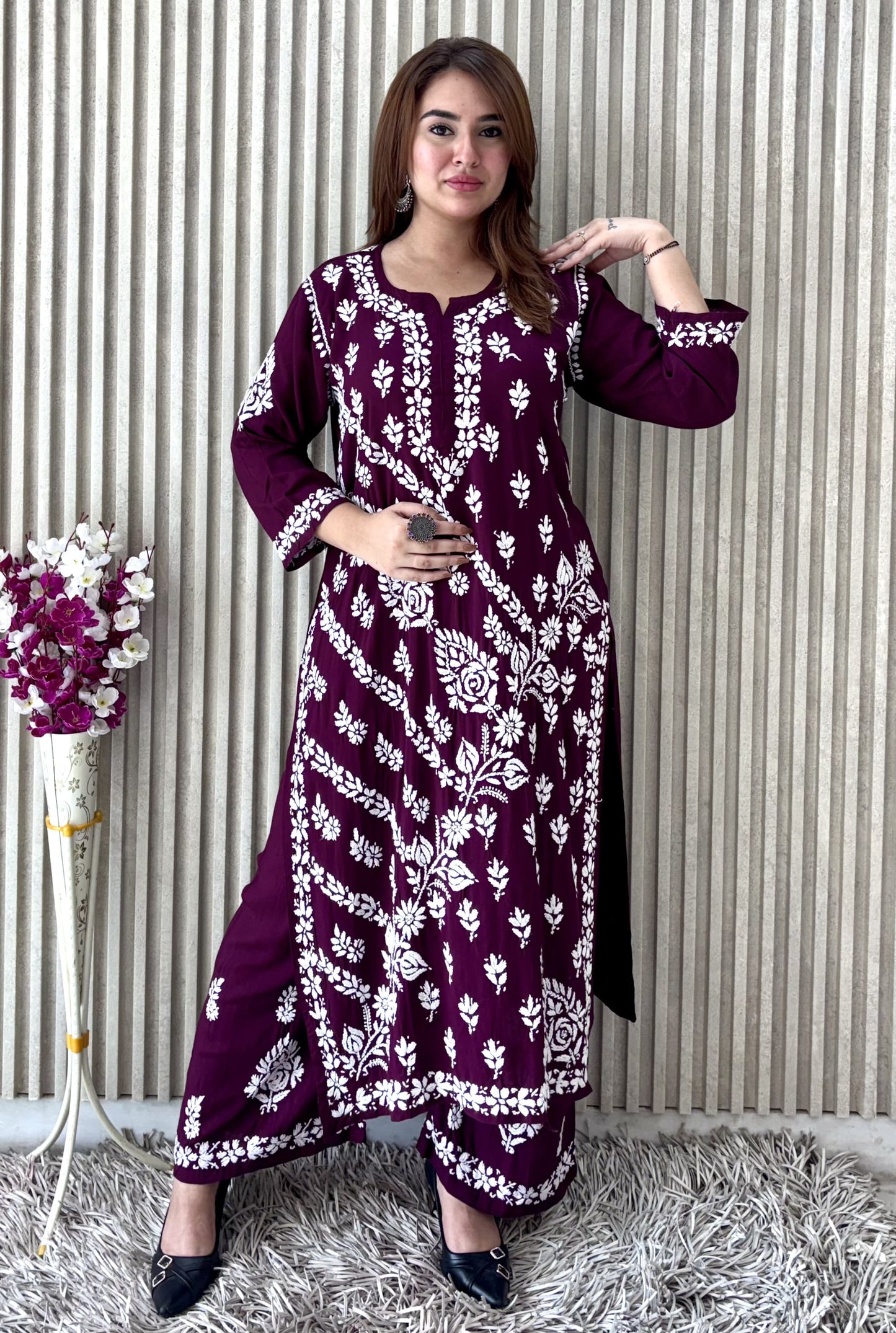Shahpur Rang-e-Nazaqat — Purple Modal Plazo Set with Heavy Embroidery