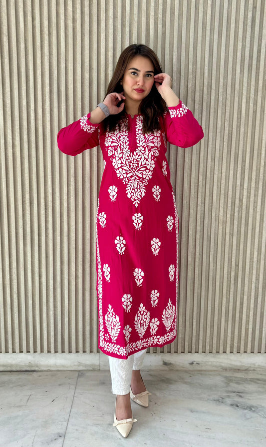 Gul-e-Riyasat — Royal Pink 3D Chikankari Kurti