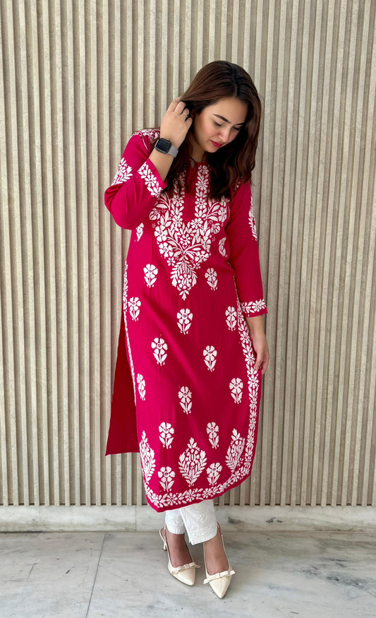 Gul-e-Riyasat — Royal Pink 3D Chikankari Kurti