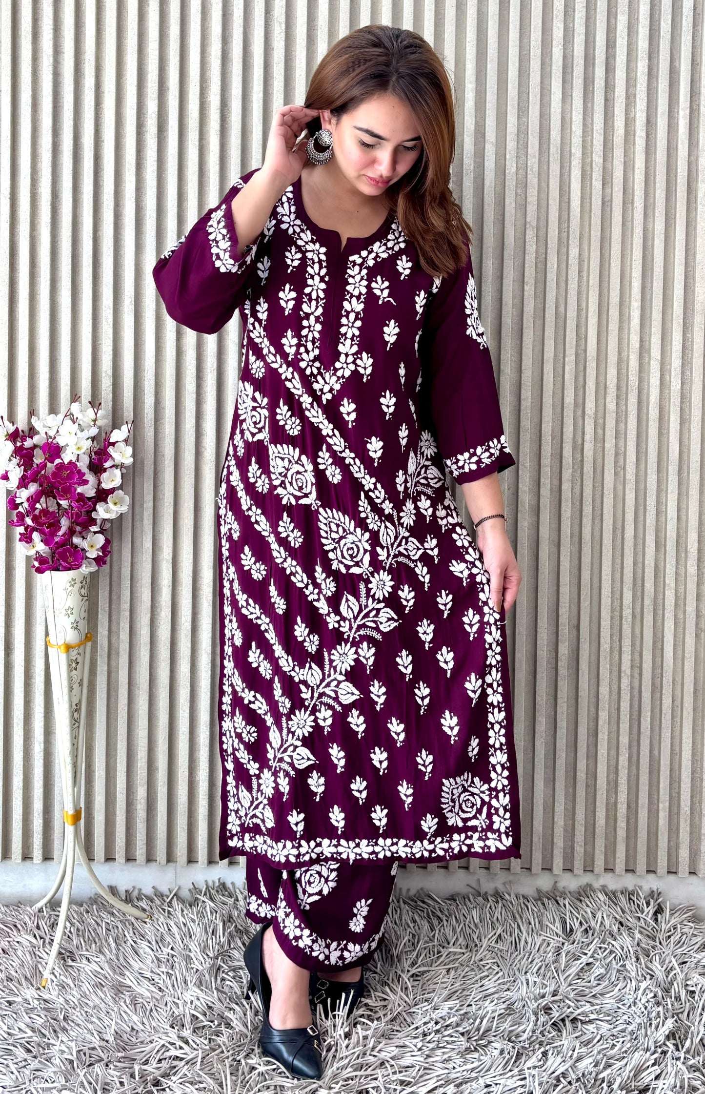 Shahpur Rang-e-Nazaqat — Purple Modal Plazo Set with Heavy Embroidery