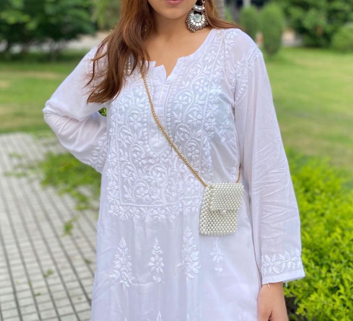 Noor-e-Resham — Dyeable Modal Kurta with Chikankari Embroidery