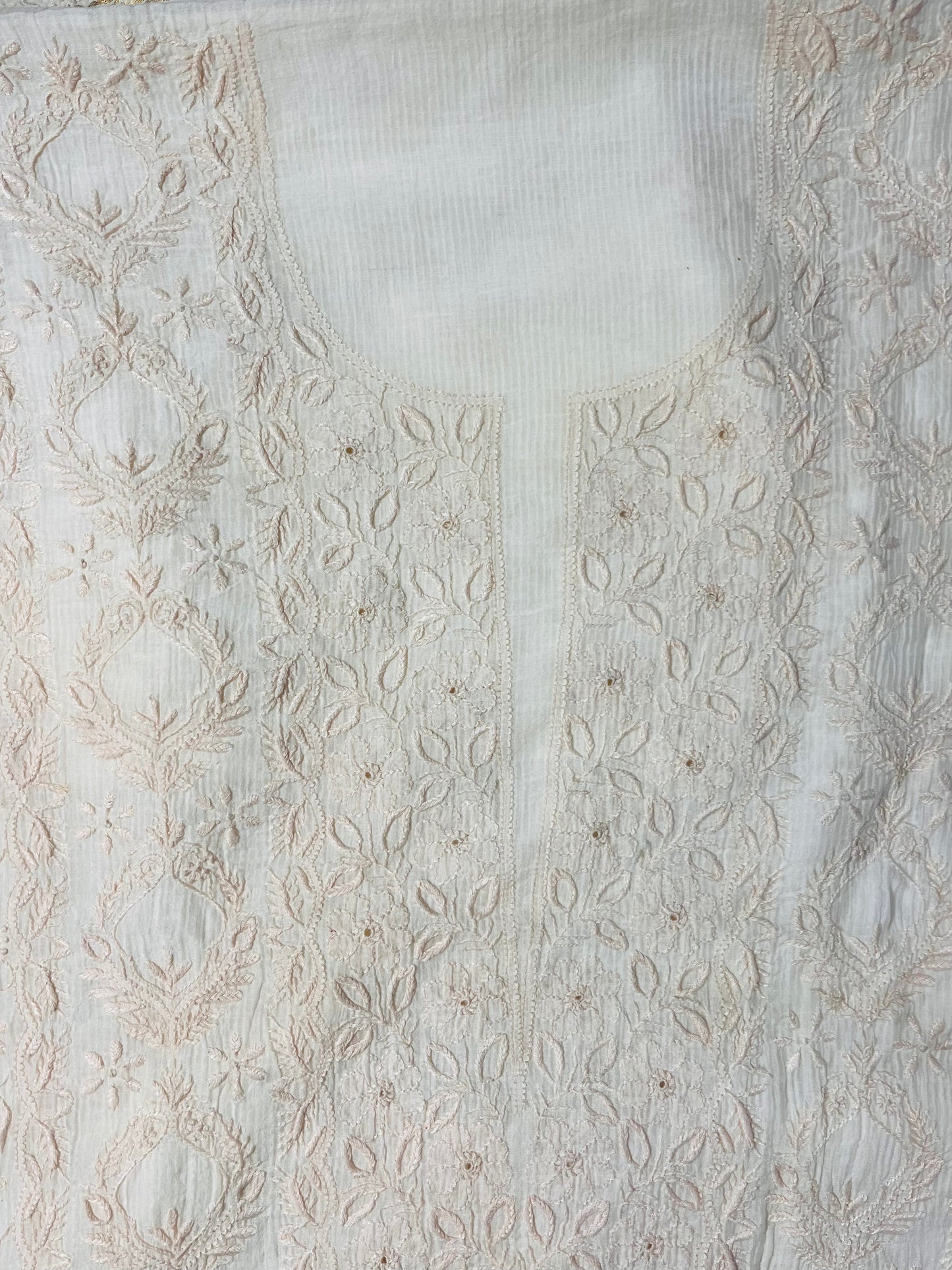 Noor-E-Tasneem: Ivory Maheshwari with Subtle Beige Embroidery