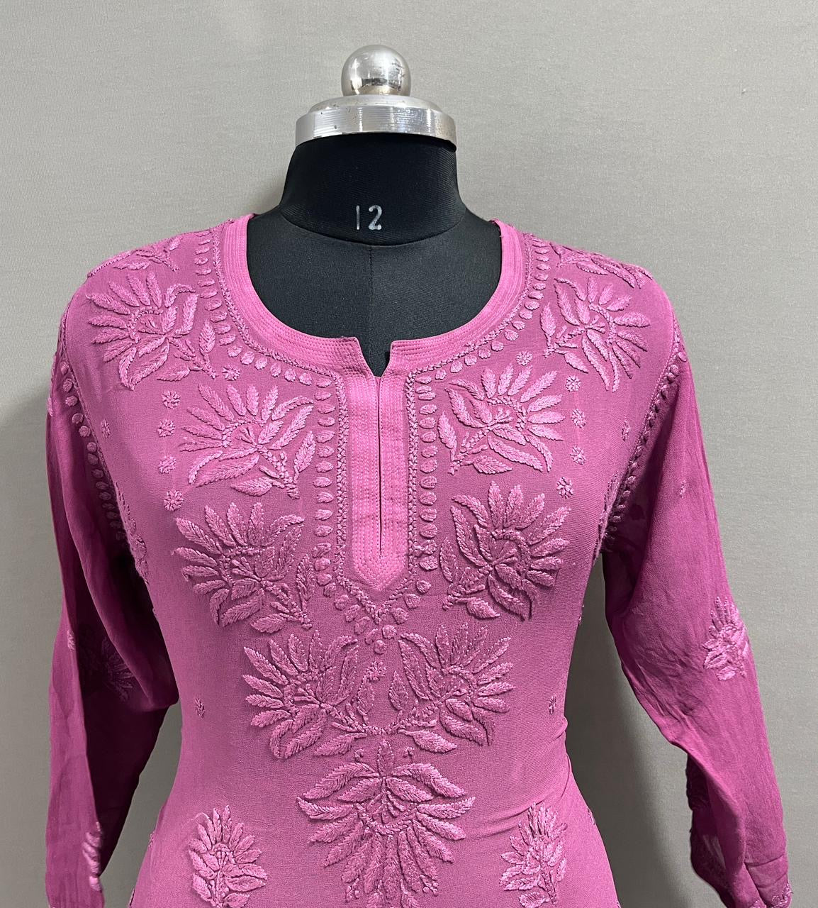 Gul-e-Naz — Mulberry Viscose Short Kurta with Chikankari