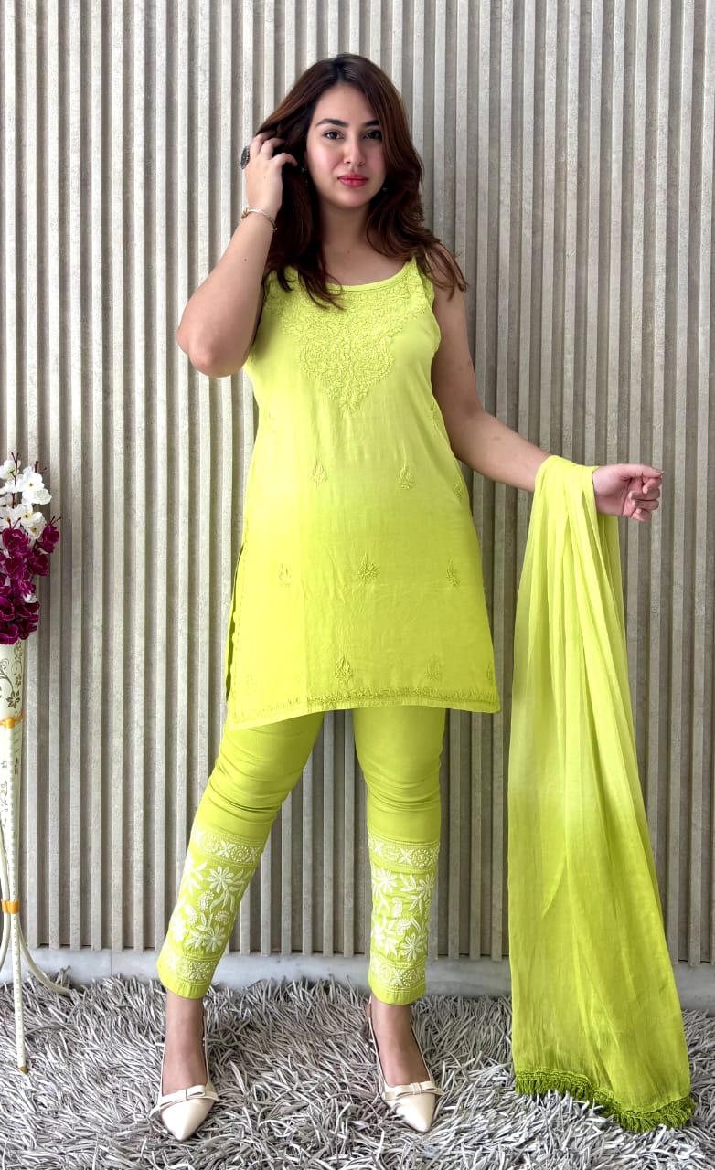 Amaltas Glow: Lemon Ombre Rayon 3-Piece Set