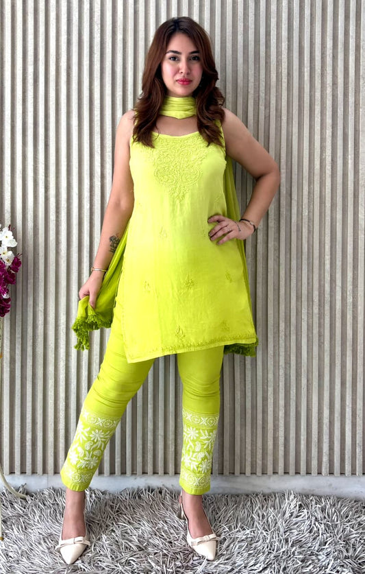 Amaltas Glow: Lemon Ombre Rayon 3-Piece Set