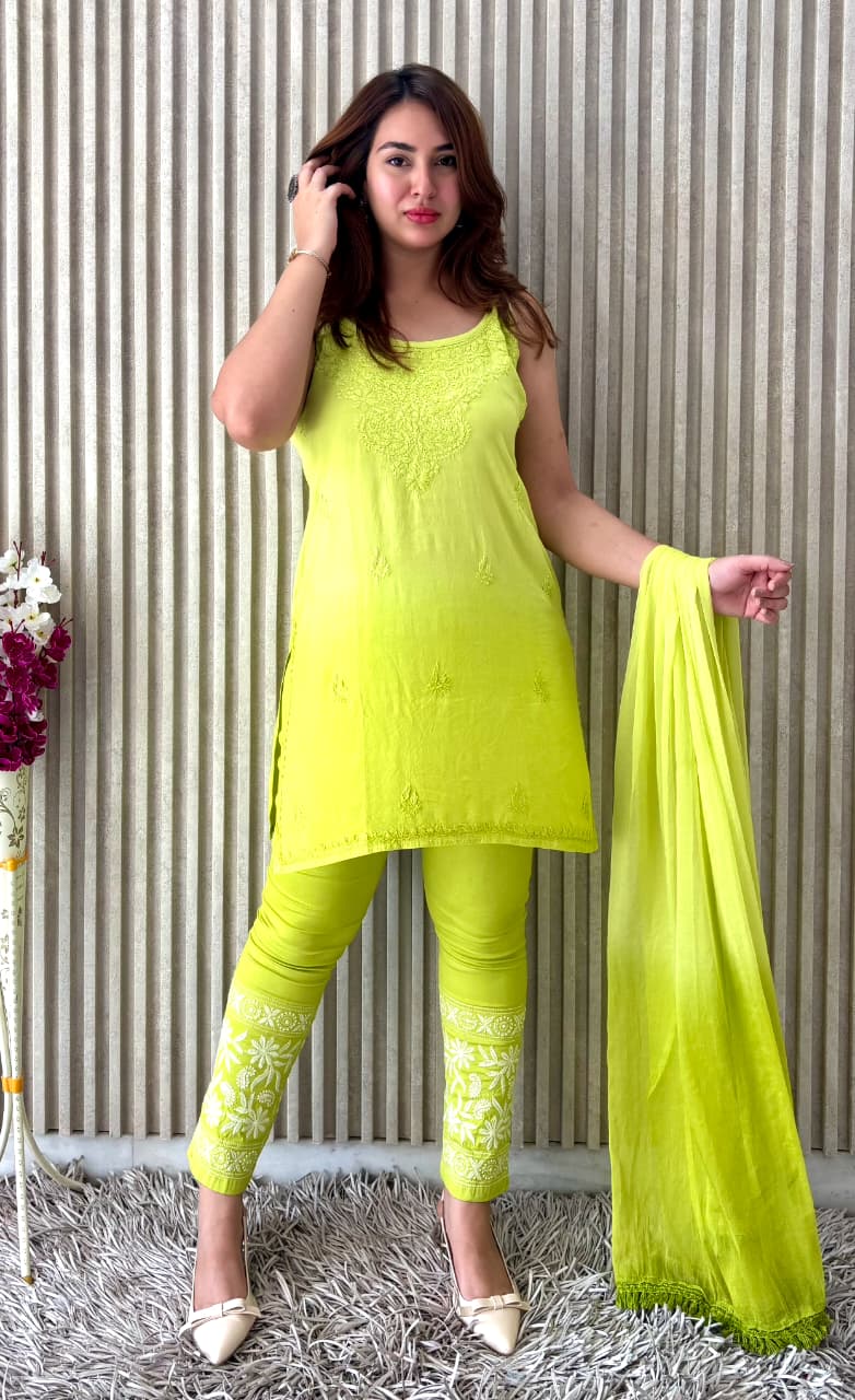 Amaltas Glow: Lemon Ombre Rayon 3-Piece Set