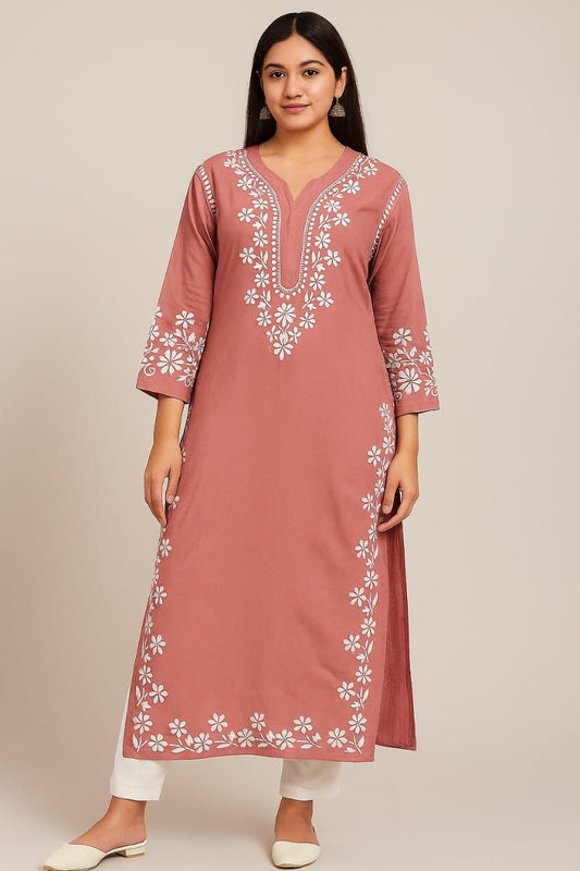 Noor-e-Darya — Peach Rayon Kurti with Grace