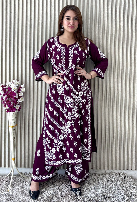 Shahpur Rang-e-Nazaqat — Purple Modal Plazo Set with Heavy Embroidery