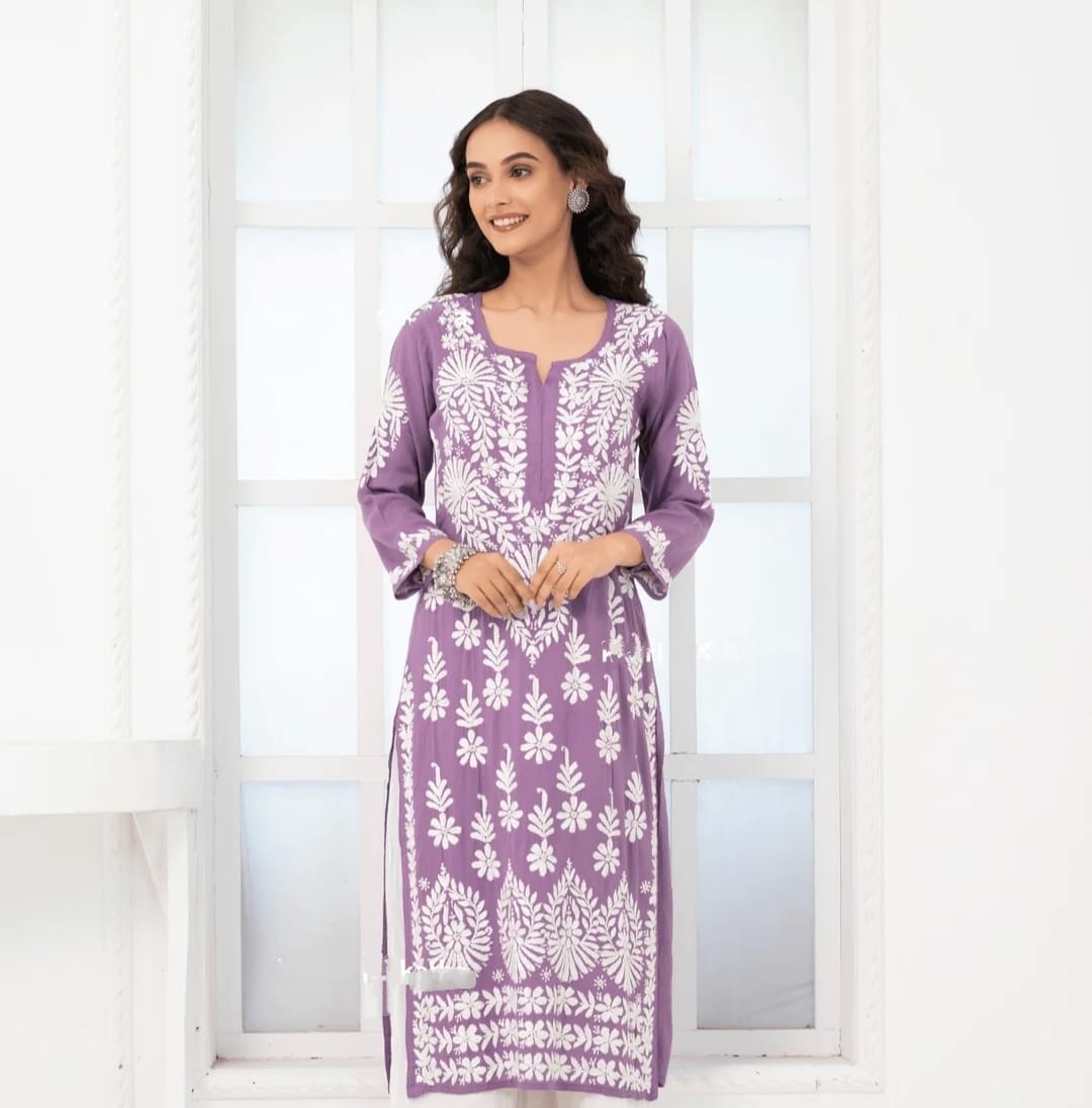Shahzadi-e-Banafsha — Regal Purple Modal Kurta with Rich Embroidery