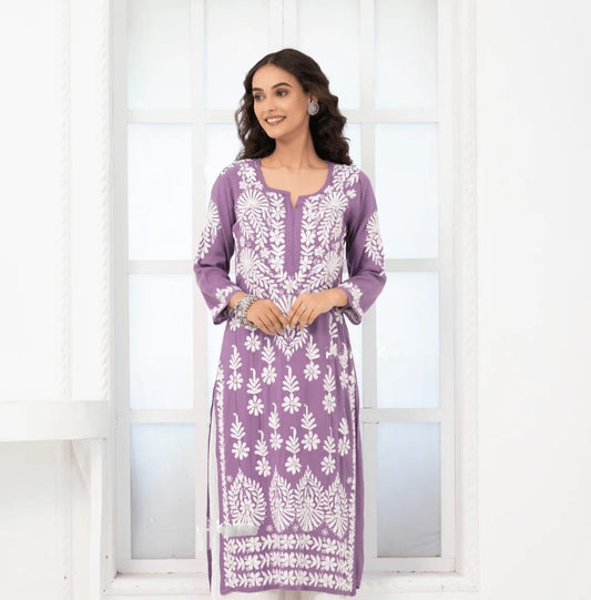 Shahzadi-e-Banafsha — Regal Purple Modal Kurta with Rich Embroidery