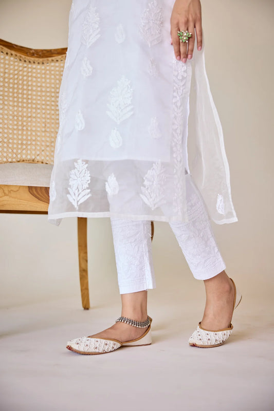 Nazaqat-e-Raqs — Stretchable Lycra Pant with Ghas Patti Chikankari