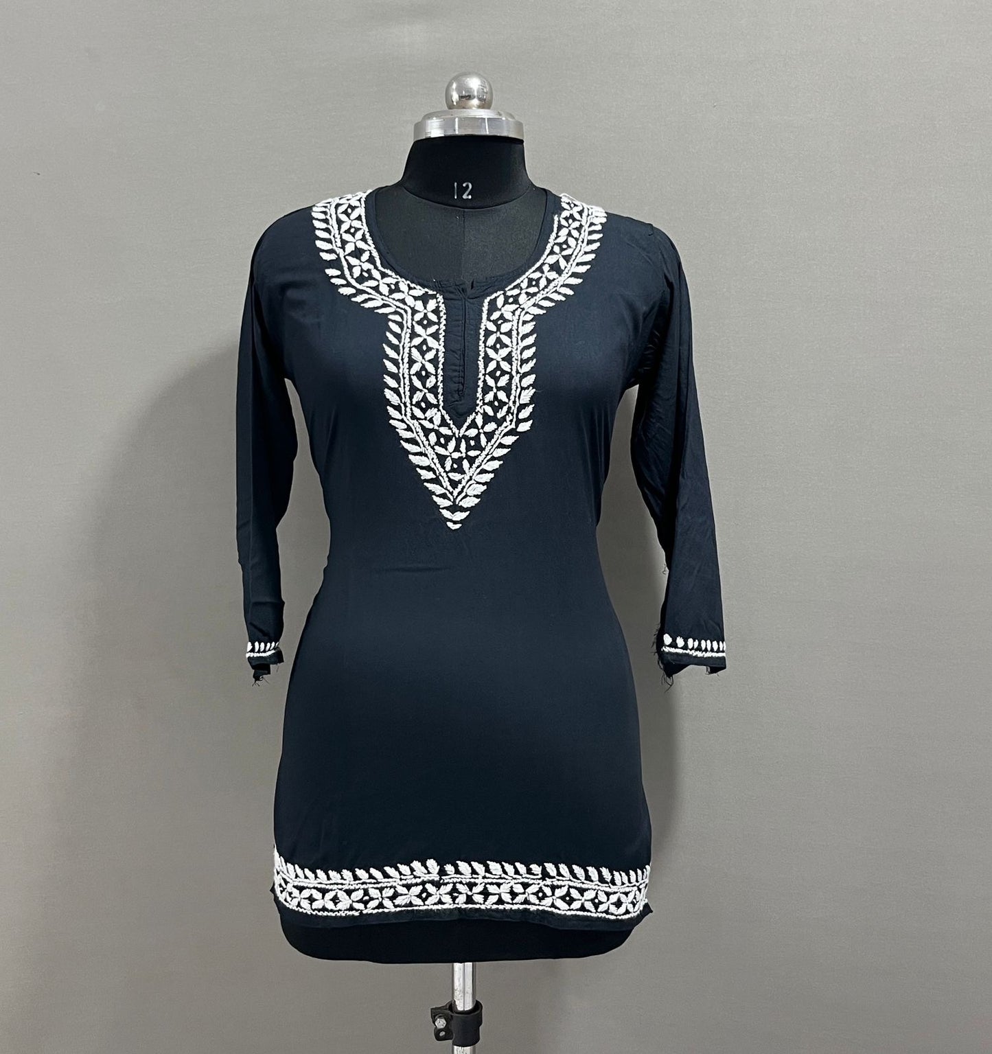 Shyaam-e-Hunar — Black Rayon Kurta with Ghas Patti